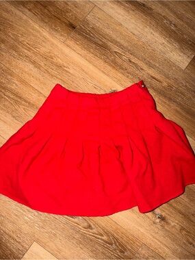 Women's Red Circle Skirt - Flared Pleated Style